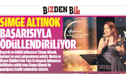 SİMGE ALTINOK BAŞARISIYLA ÖDÜLLENDİRİLİYOR