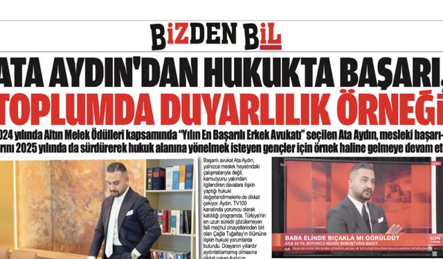 ATA AYDIN'DAN HUKUKTA BAŞARI, TOPLUMDA DUYARLILIK ÖRNEĞİ