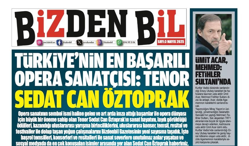 TÜRKİYE'NİN EN BAŞARILI OPERA SANATÇISI: TENOR SEDAT CAN ÖZTOPRAK