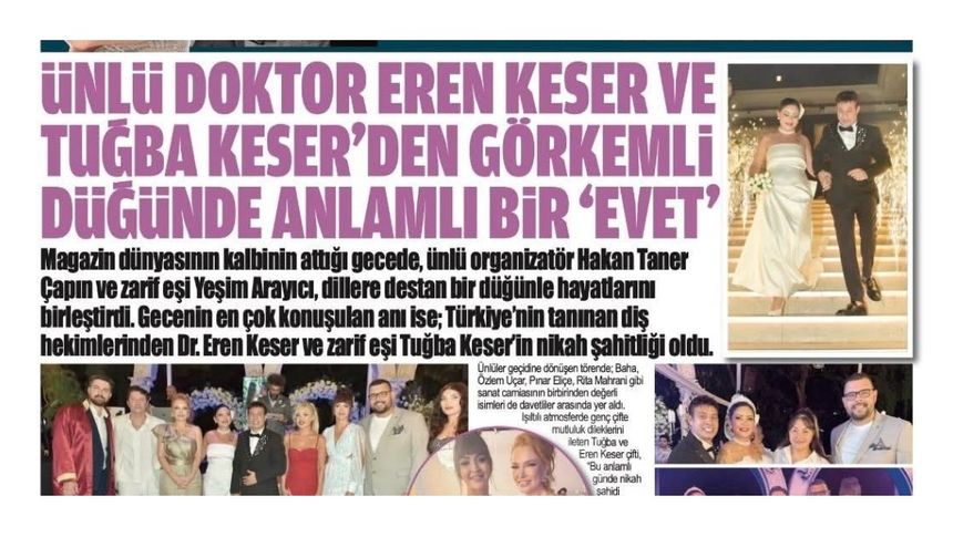 ÜNLÜ DOKTOR EREN KESER VE TUĞBA KESER'DEN GÖRKEMLİ DÜĞÜNDE ANLAMLI BİR “EVET”