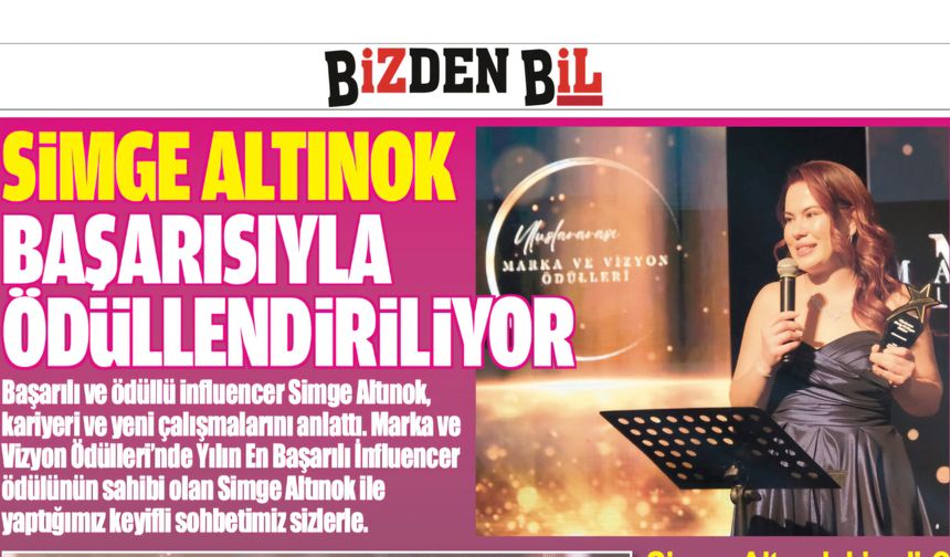 SİMGE ALTINOK BAŞARISIYLA ÖDÜLLENDİRİLİYOR