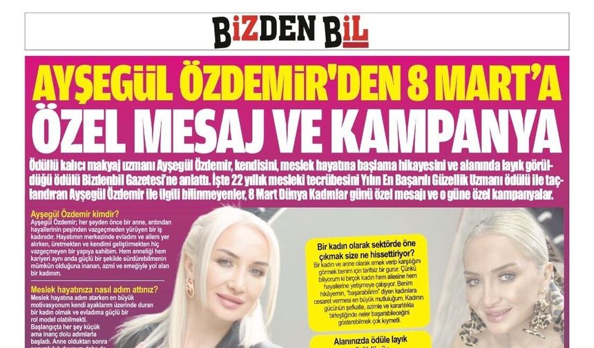 AYŞEGÜL ÖZDEMİR'DEN 8 MART’A ÖZEL MESAJ VE KAMPANYA