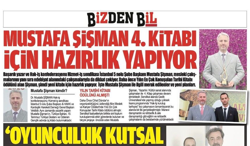 MUSTAFA ŞİŞMAN 4. KİTABI İÇİN HAZIRLIK YAPIYOR